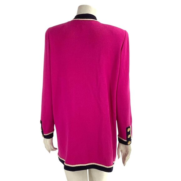 Vintage 90s ST. JOHN Cardigan Sweater Blazer M Old Money Knit Jacket Long Y2K - Picture 4 of 11